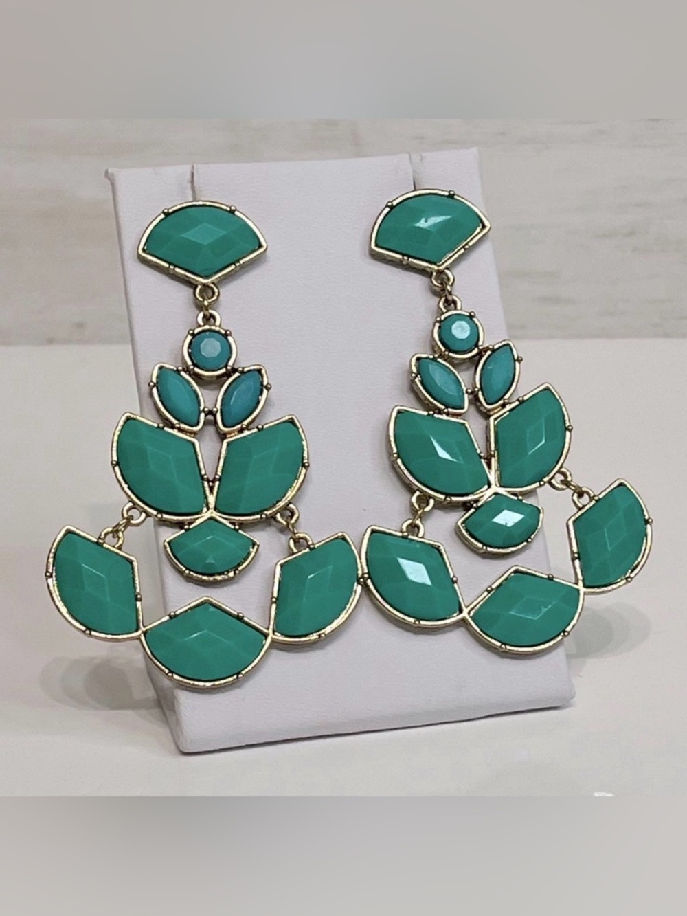 NEW “St. Tropez” Turquoise & Gold Chandelier Drop Earrings